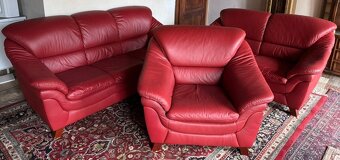 Červená kožená sedací souprav 3+2+1, 5273 - 2