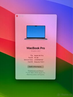 MacBook Pro 16” 2021 CTO /16GB RAM/512GB SSD/Záruka - 2