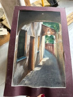 Obraz: Kresba uličky s lampou - 2