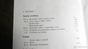 Jídelní lístek - socialistický - 2