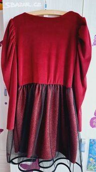 Dětské dívčí šaty vínové slavnostní vel.134-140 - 2