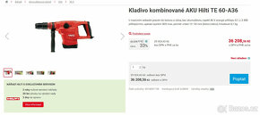 Težké kombinované kladivo Hilti TE60-A36 + baterie 9.0Ah - 2