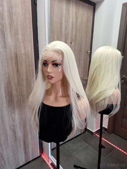 Dlouhá rovná blond paruka s krajkou vpředu 13156 - 2