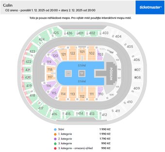 Prodám lístek na Calina - 1.12.2025 O2 arena Praha - 2
