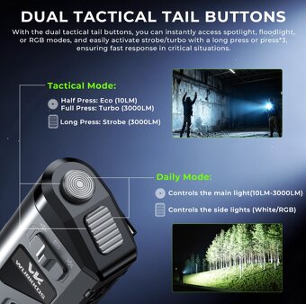 Wurkkos TD11 chytrá OLED 3000L,USB-C,RGB novinka - 2