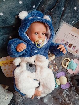 Realistická Reborn panenka Leví modrý medvidek - 2