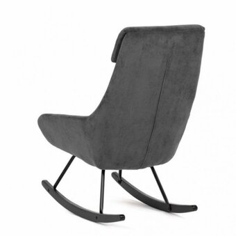 Křeslo houpací potažené žlutou a šedou manšestrovou tkaninou - 2