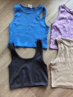 Nátělníky/tílka crop top, velikost 140/146 - 2