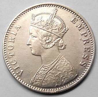 Stříbrná mince královna Victoria stará Indie - 2