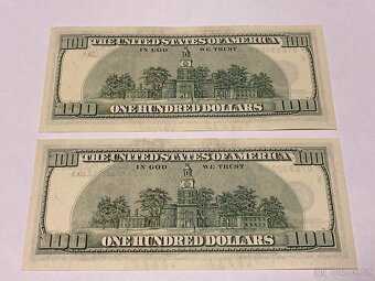 USA - 2x Bankovky 100 Dollars 2003 - Serie DF - 2