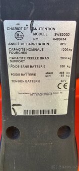 BT SWE 200D • 2017 • 2000/1200 kg • záruka - 2