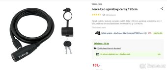 Zámek na kolo - Force Eco spirálový černý 120cm - 2