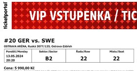 VIP Vstupenky na HOKEJOVÝ zápas GER vs. SWE 13.5.2024 - 2