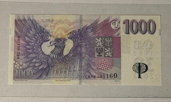 Výroční bankovka 1000 Kč – ČNB 30 let, série R62 001160 - 2
