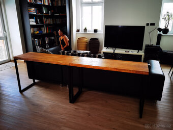 velký kožený gauč 3 dílný+stolek - 2