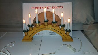 Vánoční dřevěný svícen 7 žárovek + jiný dle fotek - 2