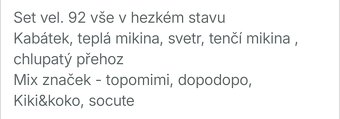 Dívčí set vel. 92 mikiny , kabát .. - 2