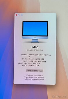 iMac 27” 5K 2017 CTO /40GB RAM/Intel i5/1TB SSD/ Záruka - 2