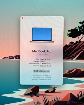 MacBook Pro 16” 2021/16GB RAM/M1 Pro/512GB SSD/Záruka - 2