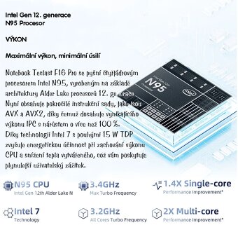 Notebook N95 12DDR4 GB RAM/256 M2 SSD/15,6" - 2