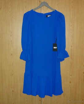 Modré šaty s volánem DKNY - 2