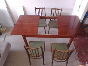 Jídelní stůl Halabala rozkládací plus 4 židle - 2