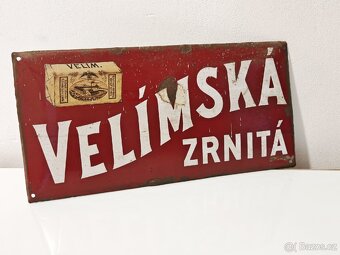 Stará smaltovaná cedule Velímská zrnitá - 2