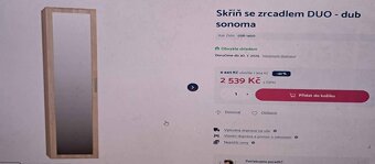 Šatní skříň jednodveřová se zrcadlem - 2