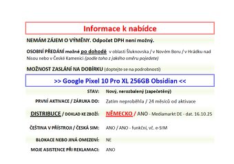 Google Pixel 10 Pro XL 256B Obsidian NEROZBALENÝ - 2