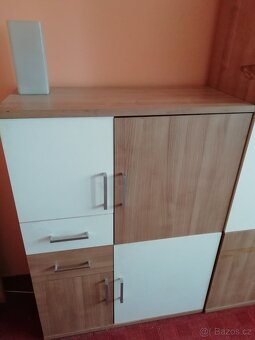 Stěna do obýváku dekor dub-bílá včetně TV - 2