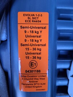 BRITAX RÖMER EVOLVA 123 SL SICT - 9-36kg - 2