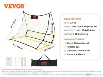 Fotbalový trenažér Vevor 2v1/vracením míče/182,9 x 129,5 cm - 2