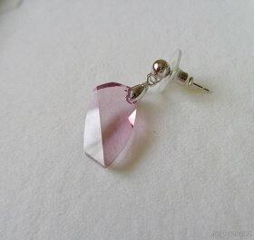 Ag náušnice s růžovým krystalem - 2