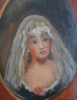 Dívka v závoji s růží. - 2