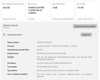 Počítač i7-6700 / GTX 1060 6GB / 16GB RAM / SSD+HDD - 2