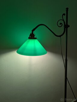 stojací podlahová mosazná lampa, zelené nebo bílé stínidlo - 2