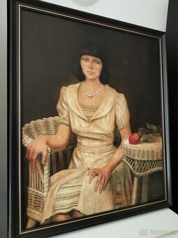 obraz DÁMA S PERLOVÝM NÁHRDELNÍKEM, olej, sign. +89 - 2