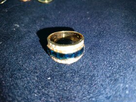 Cca 100 letny zlaty damsky prsten Diamanty a safiry - 2