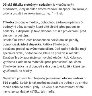 Tříkolka s otočným sedadlem ECOTOYS - 2