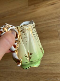 Hrnek, porcelán, starožitný, zdobený, zlacený - 2
