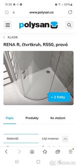 Nová sprchová zástěna + vanička z litého mramor - 2