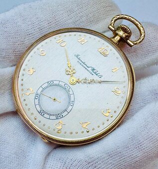 14K CELO ZLATÉ ART DECO PÁNSKÉ KAPESNÍ HODINKY IWC - FUNKČNÍ - 2