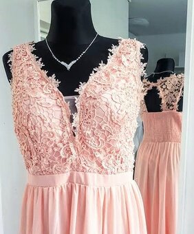 NOVÉ plesové šaty LOSOSOVÉ - 2