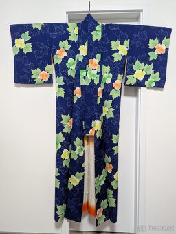 Modré dámské kimono s květinami - 2