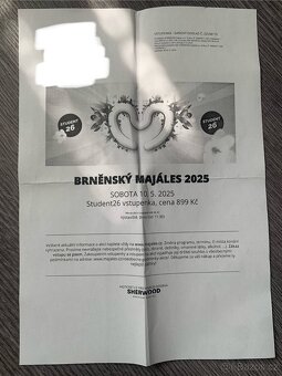 2x studentská vstupenka na Majáles Brno - 2