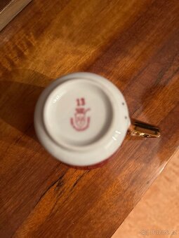 Porcelánová bordó čajová sada - 2