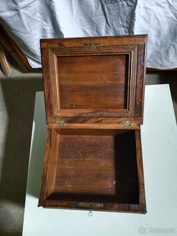 Starožitná dřevěná kazeta / šperkovnice s intarzií - 2