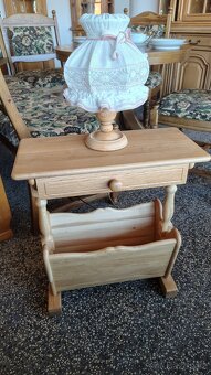 Stolek, lampička, masivní dub, set, rustikální - 2