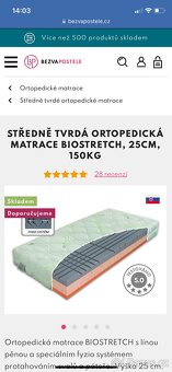 Sleva 20% Ortopedická matrace biostrech 90x200, 25cm, 150kg - 2