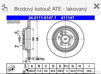 Zadní brzdové kotouče a destičky Volvo V60 D6 - 2